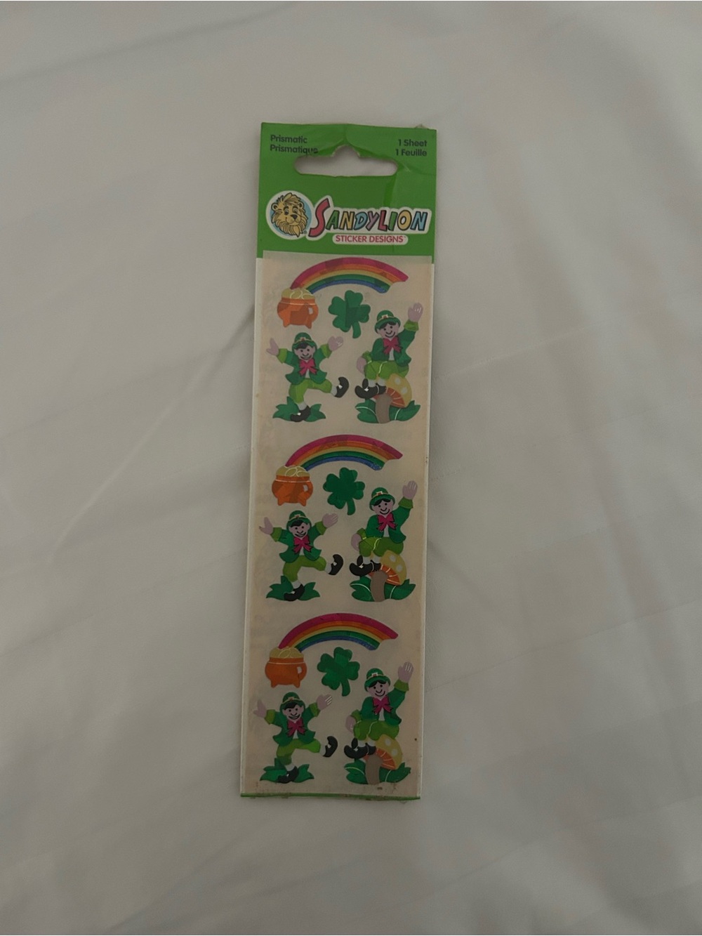 SandyLion Kids St. Patrick's Day Rainbow & Shamrock Sticker Set - Green